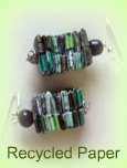 green recycled paper earrings