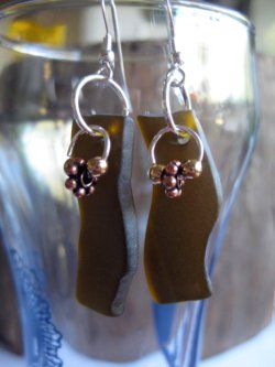 brown recycled glass earrings