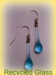 green recycled glass earrings