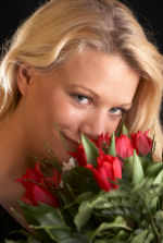 woman and roses